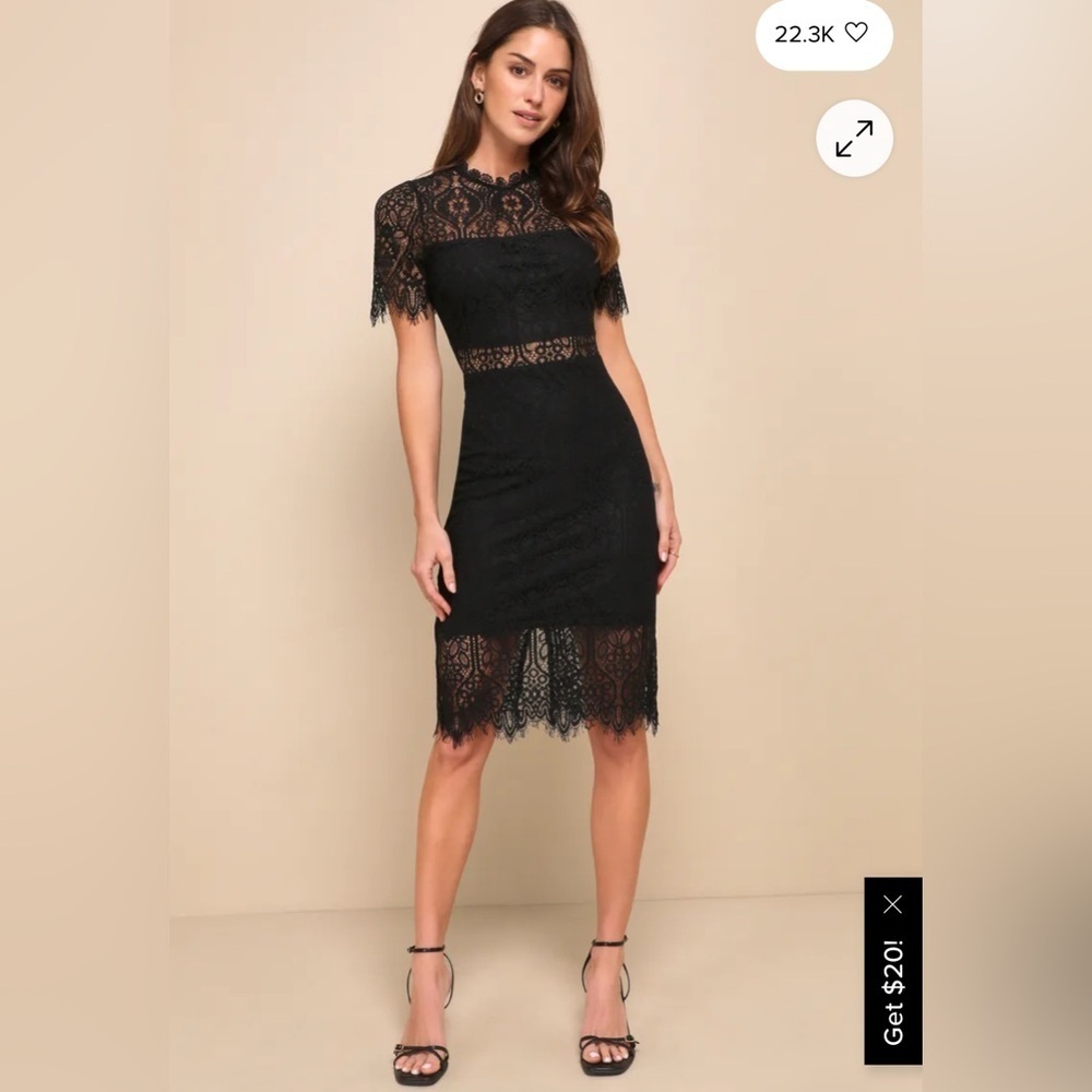 Lulus  Remarkable Black Lace  Dress